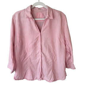 Northern Reflections Light Pink Linen Blend Button-Down Shirt Size L Minimalist